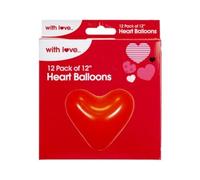 Red Valentine Heart-Shaped Balloons - 30.48cm, Pack of 12 - Balloons for Love and Valentine Celebration