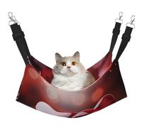 Red Valentine Hearts Cat Hammock for Cage Hanging Soft Pet Hammock Bed with Adjustable Straps and Metal Hooks Reversible Double Sided Hanging Bed Soft Sleeping Hammock for Cats