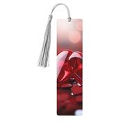 Red Valentine Hearts Wood Bookmark for Men Women Reading Wooden Bookmarks Unique Handmade Book Marks with Tassel Pendant Craft Bookmark for Book Lovers Birthday Teachers Gift