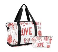 Red Valentine's Day Love Surprise Travel Night Travel Bag Hand Bag & Luggage with Toiletry Bag Set of 2 PCs, Red Valentine's Day Love Surprise, 1 Size, Red Valentine's Day Love Surprise, 1 size