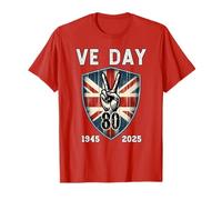 Red VE Day 80. Union Jack, For Women, Men & Kids Red VE Day T-Shirt