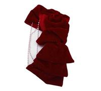 Red Velvet Bow Hair Claw Clip Elegant Faux Pearl Tassel Hair Bowknot Clip