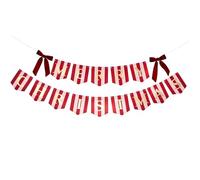 Red Velvet Bows and Pink Christmas Decorations - Merry Christmas Banner | Christmas Banner Bunting Garland Decorations with Striped Xmas Letters Flags for Xmas Party Supplies Fireplace Home Decor