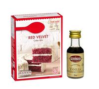 Red Velvet Cake Mix 425g Pack & Vanilla Essence - Rich Chocolate Red Velvet Sponge - Baking Essentials for Cakes & Indian Desserts