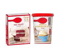 Red Velvet Cake Mix 425g & Vanilla Buttercream Style Icing 400g Combo - Rich Red Velvet Baking Mix with Smooth Ready-to-Use Frosting - Home Baking Kit for Cakes & Cupcakes