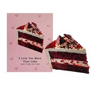 Red velvet cake Shaped Greeting Card, Love Card, for Him Her, Cute Birthday Card Gifts for Boyfriend Girlfriend, Lovely Love Greeting Card for Husband Wife, I love you more than Cake Greeting Card