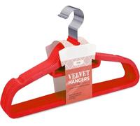 Red Velvet Coat Hangers 20-Pack Strong & Space-Saving Clothes Hangers for Adults | Non-Slip Coat with Tie Bar & 360° Swivel Hook | No Hanger Marks | Ideal for Suits, Coats (44x23cm)