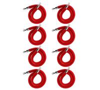 Red Velvet Crowd Control Ropes - 8 Pack 55in with Silver Snap Ends Elegant Safety Barriers for Events Movie Theaters Grand Openings Parties and Hotel Decor