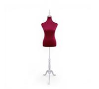 Red Velvet Female Mannequin Torso Dress Form (Large) with Adjustable Wooden Tripod Stand, Pinnable, 130-180cm, Polystyrene Body - Boutique Display Dummy