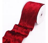 Red Velvet Ribbon Velvet Wired Ribbon 2.5Inch Wide 5Yards Velvet Fabric Ribbon Trim Single Face Spool Satin Velvet Ribbons for Gift Wrapping Bow Making Christmas Decoration