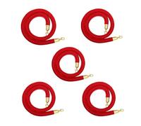 Red Velvet Rope 6.6ft - VIP Crowd Control Barrier Ropes with Hooks, Event Line Dividers, Perfect for Parties, Events, and Safe Queue Management (5 Pack)
