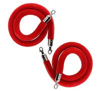 Red Velvet Stanchion Ropes with Silver Snap Ends - 2 Pack 70.9in Crowd Control Barriers for Events Movie Theaters Grand Openings Hotel Celebrations & Parties