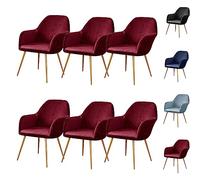 Red Velvet Wingback Chair Covers Set of 6 - Elastic Stretch Armchair Slipcovers for Dining Kitchen Hotel Decor - Curved Back Protection and Style