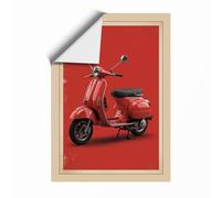 Red Vespa Scooter Retro Unframed Wall Art Print A3 (42×29.7cm), Wall Decor for Living Room, Bedroom, Office & Home, Art Gift