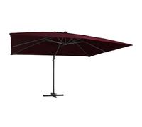 (red) vidaXL Cantilever Umbrella with LED Lights Garden Sunshade Outdoor Parasol
