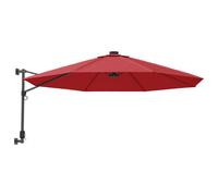 (red) vidaXL Wall-mounted Parasol Umbrella Garden Sun Shade Sun Shelter with LEDs
