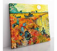 Red Vineyard At Arles by Vincent van gogh Classic Painting Canvas Wall Art Print Ready to Hang, Framed Picture for Living Room Bedroom Home Office Décor, 50x50 cm (20x20 Inch)