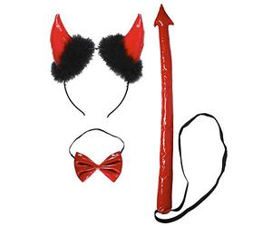 Red Vinyl Devil Dress Up Set Accessory for Halloween Lucifer Satan Fancy Dress