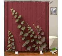 Red Wall Climbing Vines Shower Curtain 150 x 200 cm, 3D Shower Curtains Climbing Red Wall Mould Proof Resistant Fabric Bath Curtain, Waterproof Bathroom Curtains 200cm Drop with 12 Hooks b1746