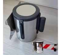 Red Wall Mount Queue Belt Barrier 2/3/5/10M Queuing Safety Tape Cordon with Mounting Accessories and Stainless Steel Housing/B/2M(6.6Ft)