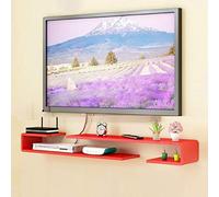 Red Wall-Mounted Floating TV Cabinet Shelf - Stylish Multima Console & Book Shelf for Living Room/Bedroom Perfect for Router & Set Top Box Storage 100-105cm Design