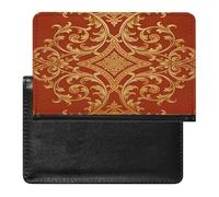 Red Walls And Golden Vines Passport Holder Cover Wallet RFID Blocking Leather Passport Wallet Passport Cover Passport Protector Credit Card Hold Travel Accessories