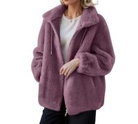 Red Warm Fall Jackets Women Ladies Lightweight Full Zip Sweatshirt Breathable Coats Long Sleeve Sherpa Lined Outwear Sweatshirts Wool Coat Outdoor Casual Sport Orange Pink Jumper With Pockets 3XL 4XL