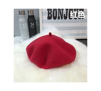 (Red) Warm Soft Wool Beret For Women Autumn Winter Fashion Trendy Beret Hat
