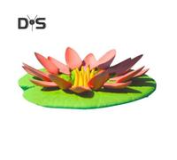 (red) Water Lily Pad Cup Holder with Self Adjusting Petals 3D Printed Lotus Swimming Pool Party Floating Beverage Drink Soda Can Holder