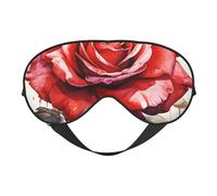 Red Watercolor Rose Flower Eyes Sleep Mask Adjustable Strap Sleeping Eye Mask Light Blocking Blindfold Eye Sleep Shade Cover Bedtime Blackout Eyeshade for Yoga Nap Travel