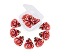 Red Watercolor Rose Flower Guitar Picks With 12 Pack Organizer Box,Thin, Medium & Heavy 3 Different Celluloid Guitar Pick, Abstract Art Pics Plectrums For Bass, Acoustic Electric Guitars