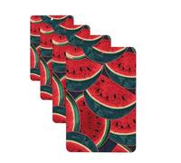 Red Watermelon Car Air Fresheners 4 Pcs Rectangle Hanging Car Air Freshener Fragrance Scented Cards Auto Mirror Pendant Aromatherapy Tablets For Car Home Office Closet Bathroom