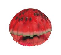 Red Watermelon Print Shower Essentials Bonnet For Women, Large Washable Elastic Band Bath Hair Wrap Shower Cap