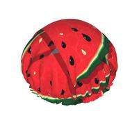 Red Watermelon Print Shower Essentials Bonnet For Women, Large Washable Elastic Band Bath Hair Wrap Shower Cap