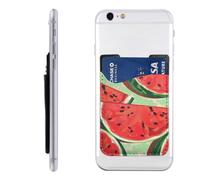 Red Watermelon Printed Phone Card Holder Wallet Sleeve PU Leather Phone Pocket Compatible with iPhone Samsung Galaxy