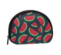 Red Watermelon Printed Small Coin Purse, Semicircular Coin Wallet with Zipper Portable Mini Coin Pouch, Kids Purse for Women Men