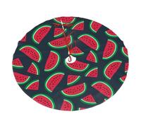 Red Watermelon Printing Christmas Tree Skirt Xmas Mat With Print For Home Holiday Party Indoor Outdoor Decorations