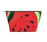 Red Watermelon Prints Trapezoid Makeup Bag Travel Cosmetic Organizer with Foam Padding for Gym, Office, and Weekend Trips