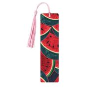 Red Watermelon Wooden Bookmarks 5 Pcs,Handmade Double-Sided Printed Book Marks Page Markers with Pink Tassels Book Accessories Gift for Book Lovers Women Men