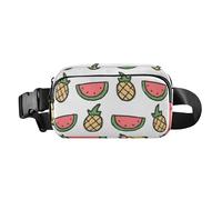 Red Watermelon Yellow Pineapple Fashionable Waist Pack Crossbody Bag for Women Men Large Capacity Sling Chest Bag with Adjustable Strap for Travel Gym Work