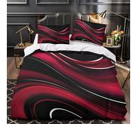 Red Wave Motion Quilt Cover 3D Print Ultra Soft 3 Pcs Bed Set Hidden Zipper Abstract Digital Comforter Cover Luxurious All Season for Kids Adults Women Teens Youth Teenagers Super king（260x220cm）