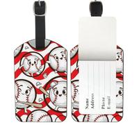 Red Wavy Stripes Luggage Tags for Suitcases, Pu Leather Mr and Mrs Luggage Tags with Privacy Protection Cover, Tag Suitcase Bags Label Suitcase Identifiers, Men Women Accessories, Personalised Gifts