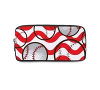 Red Wavy Stripes Study Pencil Case with Zip Up Boy Pencil Cases for School Pen Pouch School Stationery Secondary High College Sixth Form Stationery Gifts for Women Men