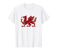 Red Welsh Dragon Cymru Am Byth Wales T-Shirt, Men, White, 4X-Large