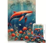 Red Whale Underwater 1000 Piece Jigsaw Puzzles for Teenagers Jigsaw Wise Think Toy Relax Time Clear Cut Festival Gift (38x26cm)