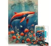 Red Whale Underwater 1000 Piece Jigsaw Puzzles for Teenagers Jigsaw Wise Think Toy Relax Time Clear Cut Festival Gift (38x26cm)