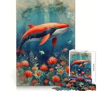 Red Whale Underwater 1000 Pieces Jigsaw Puzzles for Adults Improve Memory Peaceful Fun Sharp Edge (38x52cm)
