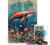 Red Whale Underwater 1000 Pieces Jigsaw Puzzles for Adults Improve Memory Peaceful Fun Sharp Edge (38x52cm)