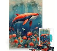 Red Whale Underwater Jigsaw Puzzles for Adults 1000 Piece Strengthen Recall Casual Fun Quality Edge Stylish Gift (50x75cm)