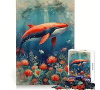 Red Whale Underwater Jigsaw Puzzles for Adults 1000 Piece Strengthen Recall Casual Fun Quality Edge Stylish Gift (50x75cm)